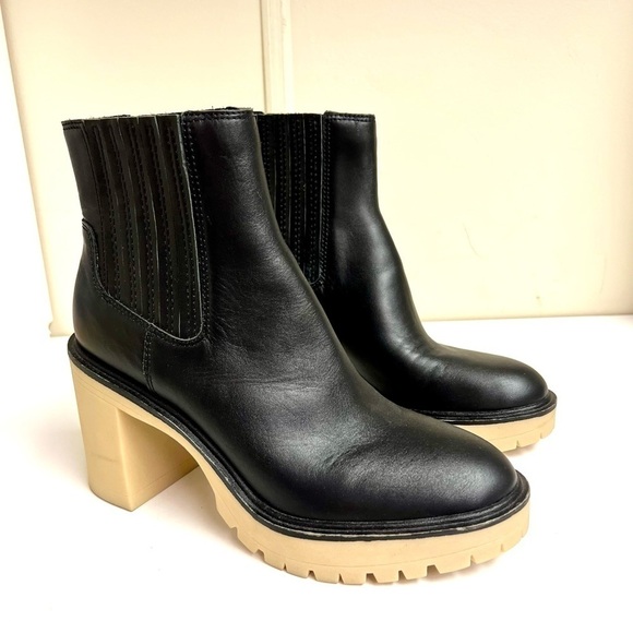 Dolce Vita Caster H2O Waterproof Bootie Chunky soles Y2K Black leather size 10 - Picture 2 of 11
